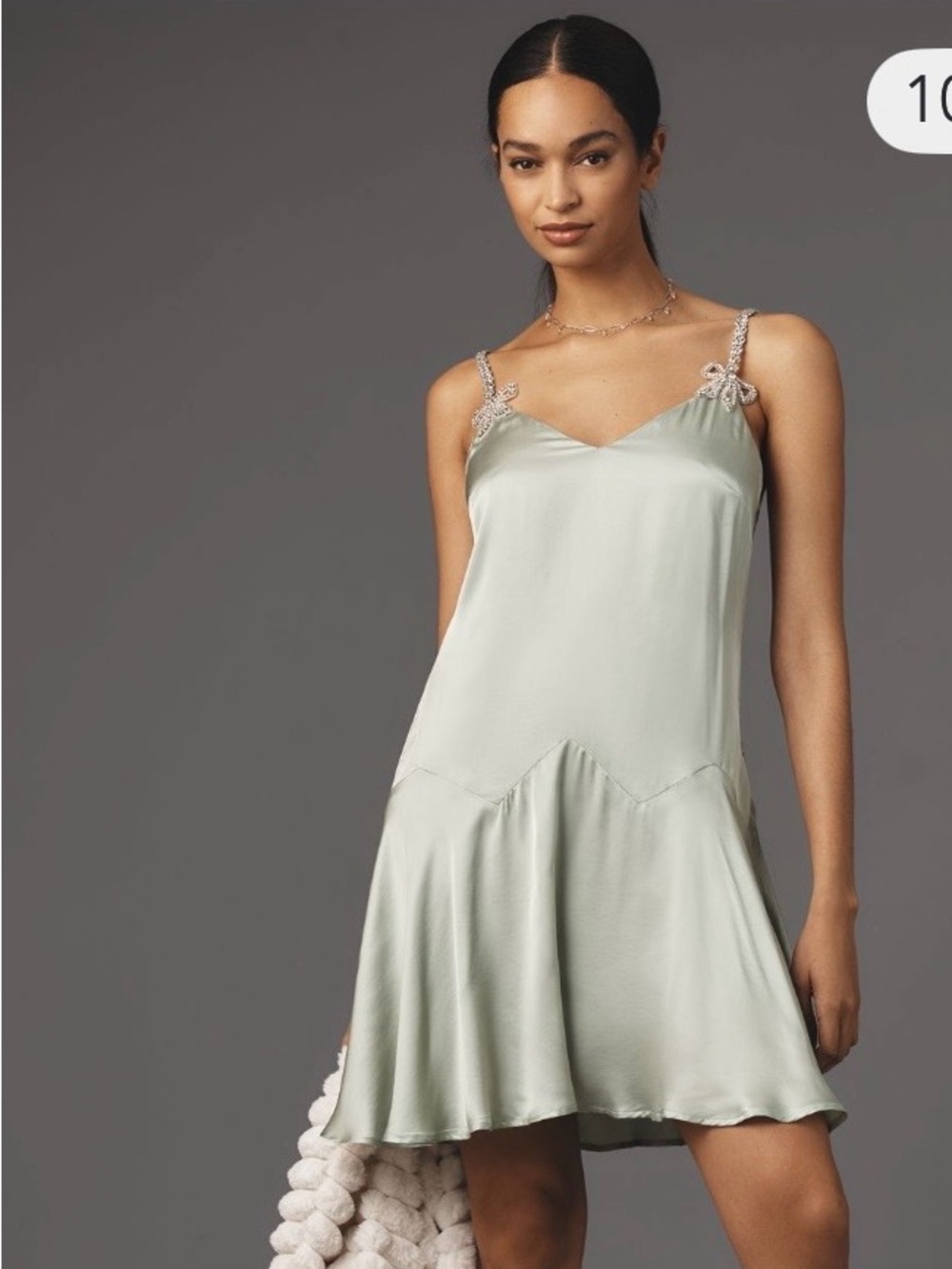 Corey Lynn Calter for Anthropologie Rhinestone Bow Strap mini dress.